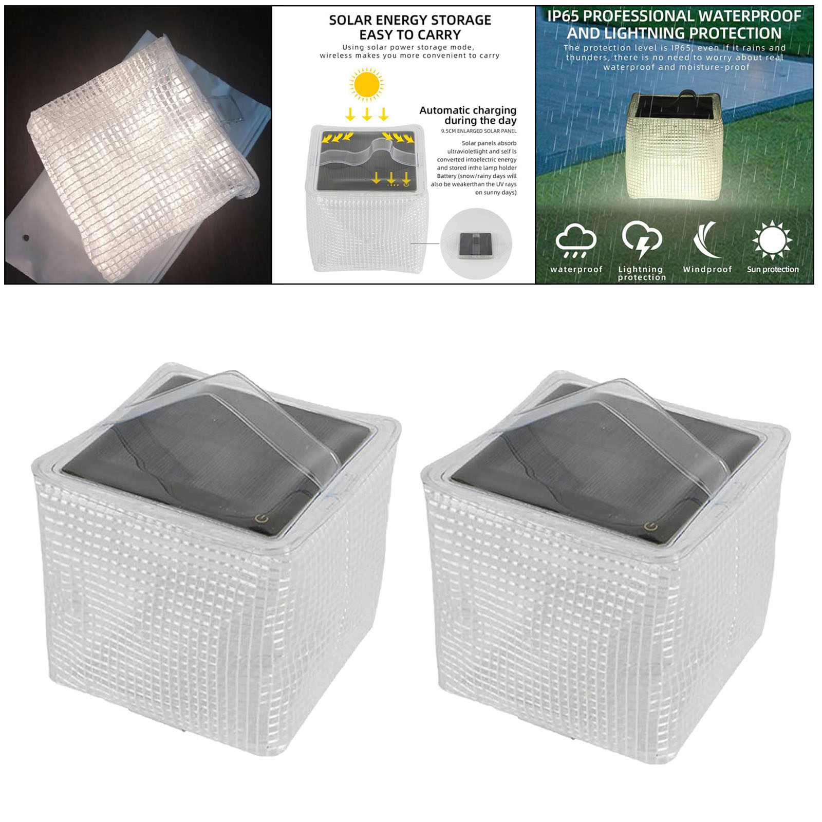 Solar Inflatable Light Lantern Camping Lamp LED Outdoor Tent Bright Lights Waterproof Outside Rechargers Security Light