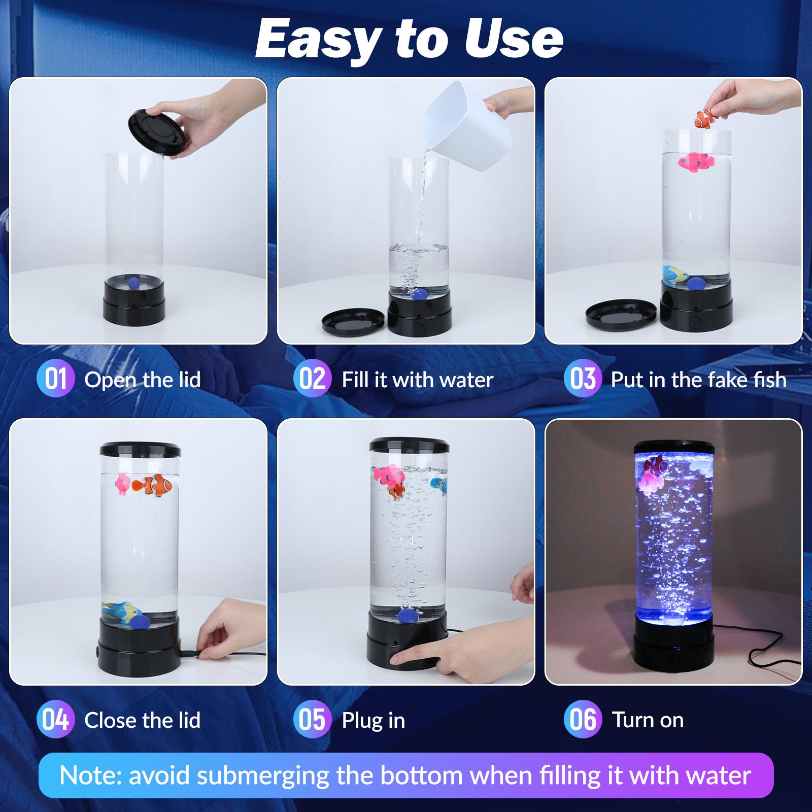 LED Bubble Fish Lamp Children's Gift, Mood Lamp for Desk Home Office Bedroom