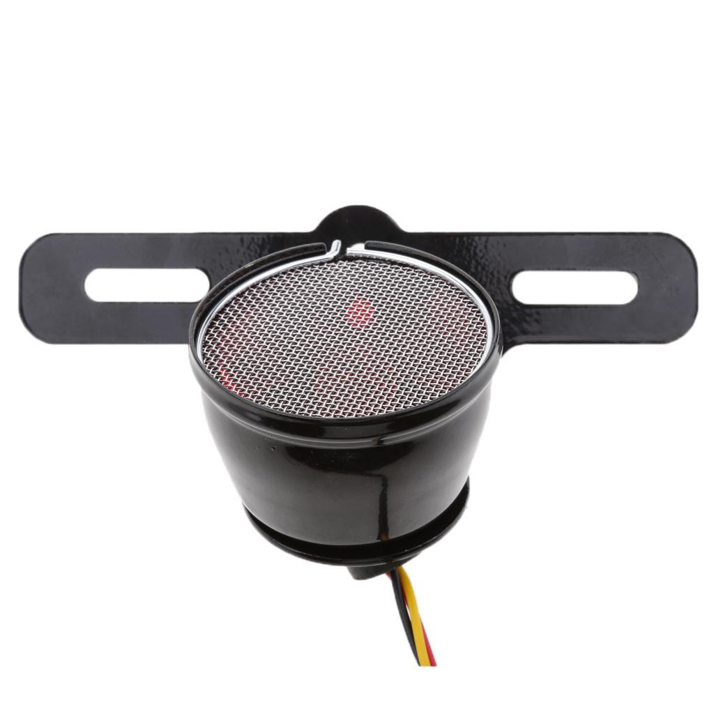 Retro Motorcycle Brake Light Round Tail Light Assembly License Plate Holder Metal for Custom Chopper Bobber