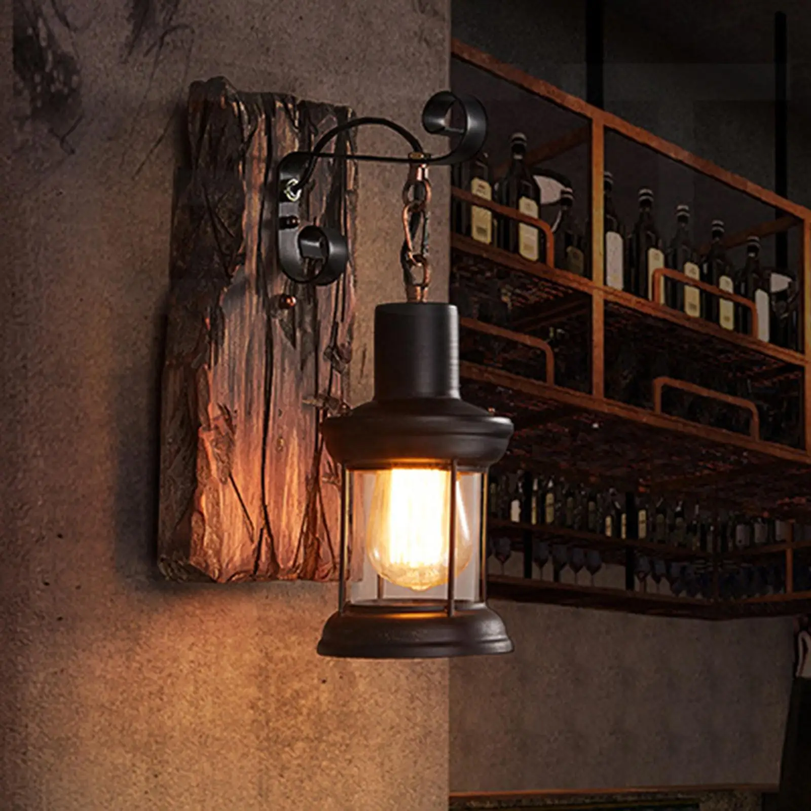 Antique Style Industrial Wood Wall Sconce Light E27 Rustic Wall Lamp Decorate Wall Light Iron Metal Art for Bar Loft Corridor