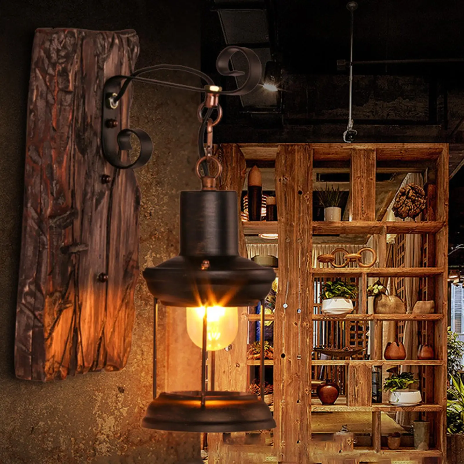 Antique Style Industrial Wood Wall Sconce Light E27 Rustic Wall Lamp Decorate Wall Light Iron Metal Art for Bar Loft Corridor